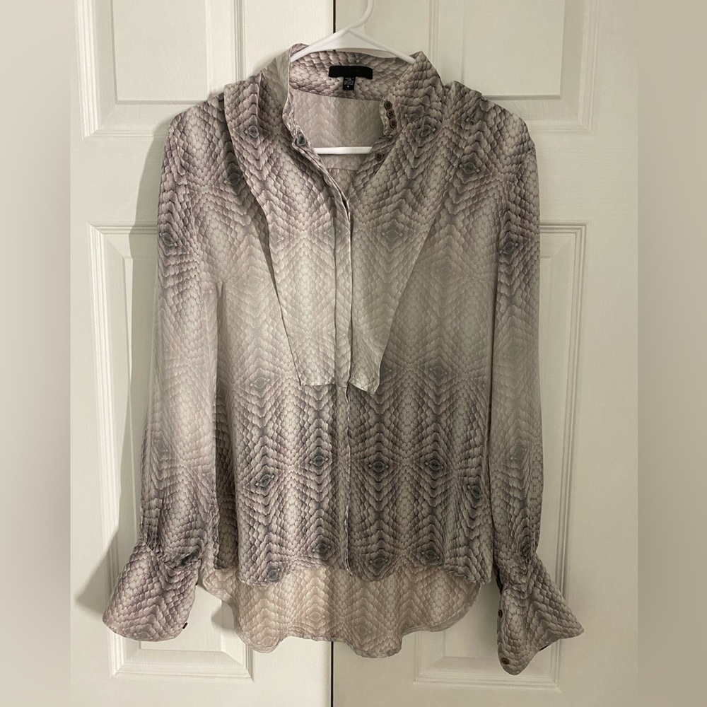 Joe's 100% Silk Ombré Snake Print Gray Long Sleeve Blouse Top Women's Small